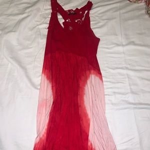 Red and white/pink tye dye short sundress